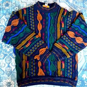 Vintage Milano Gabizoni 3D Knit 80s Sweater Wool Size 18 Jewel Tones Wool